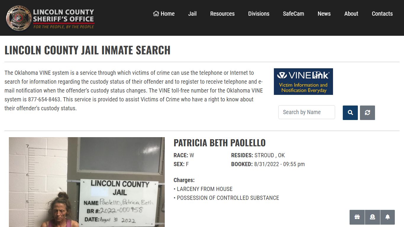 Inmate Search - Lincoln County Sheriff's Office